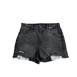 Old Navy Woman’s 4 Dark Gray Frayed Hem Distressed High Rise Denim Shorts